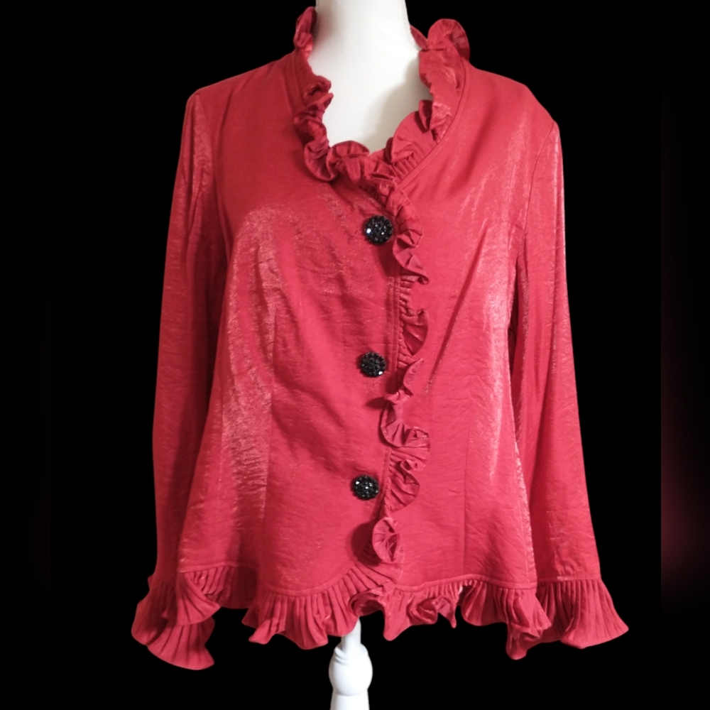Jerry T Ruffled Red Jacket